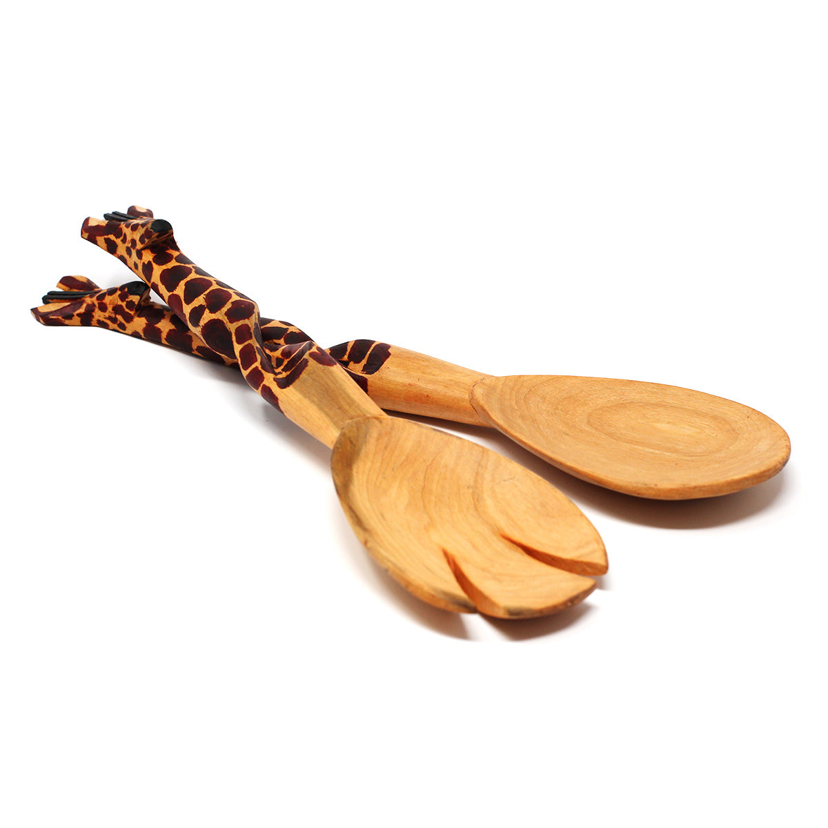 Juego para servir ensalada de jirafa tallada a mano - Jedando Handicrafts