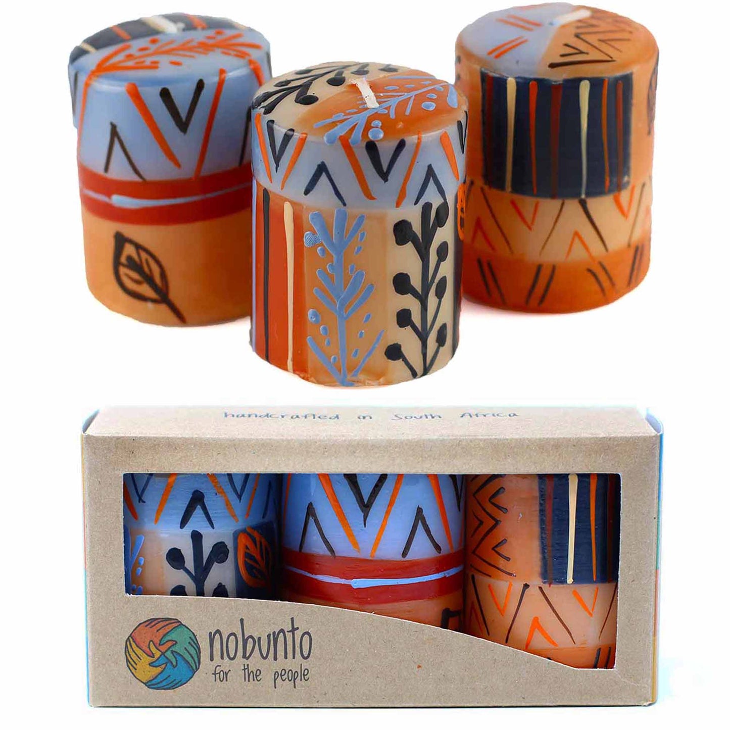 Velas pintadas a mano con diseño Uzushi (caja de 3) - Nobunto