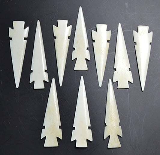Ethically Sourced Bone Arrowheads-3" ea. (Set of 10)