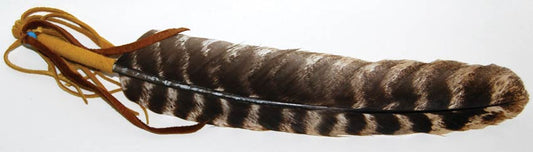 Leather Wrapped Smudging Feather- 12"