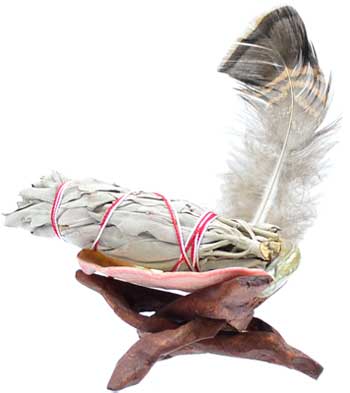 White Sage Ritual Smudge Kit with Wood Cobra Stand