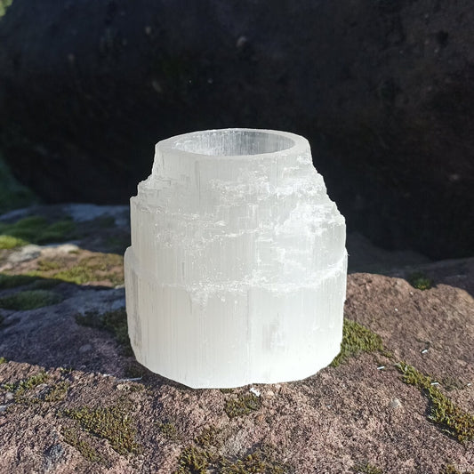 Portavelas de selenita Iceberg de 2 1/2"