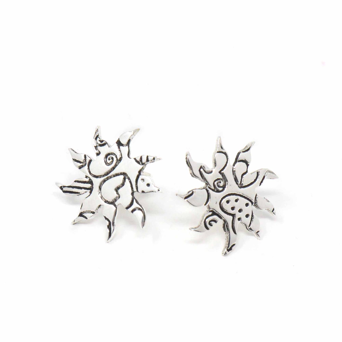 Aretes de Plata de Alpaca-Sunburst