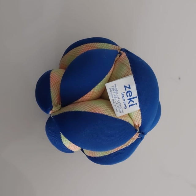 bright blue soft plush puzzle ball for children by Zeki learning