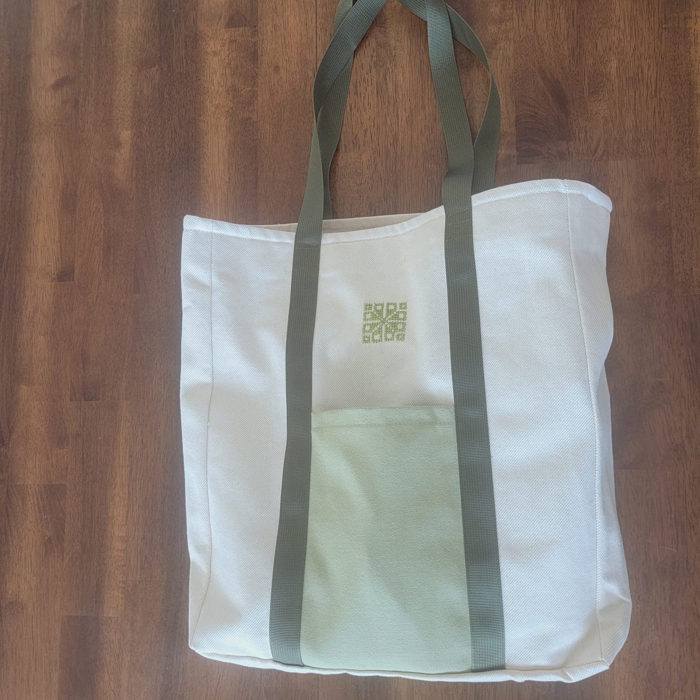 Liyana Fabric Market Tote -Cream/Green -Fair Trade