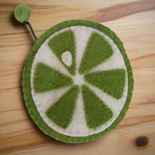 Monedero de frutas de fieltro hecho a mano - Lima - Global Groove (P)
