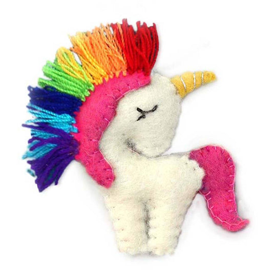 Unicorn Hand-Felted Ornament with Rainbow Colors-Global Groove -Nepal