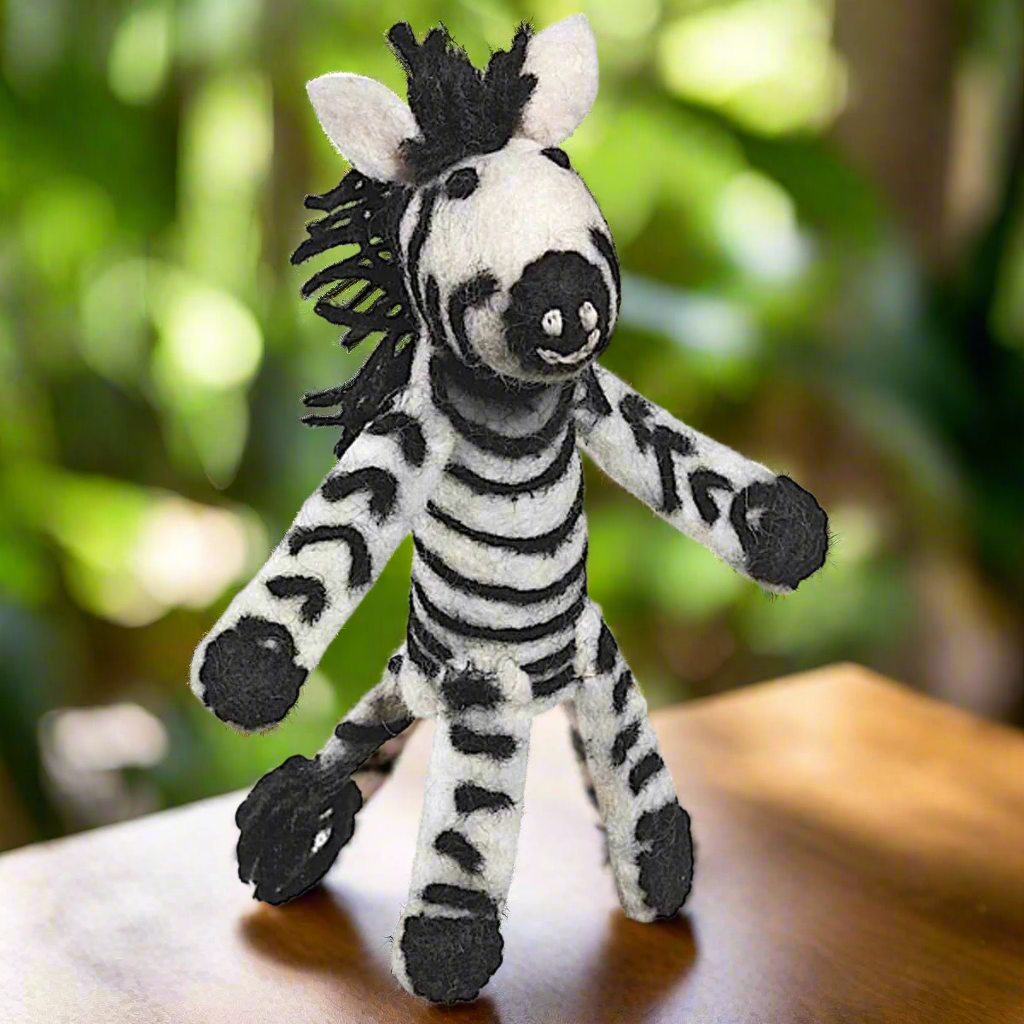 Zebra Finger Puppet - Zebra - Hand-Crafted by Wild Woolies