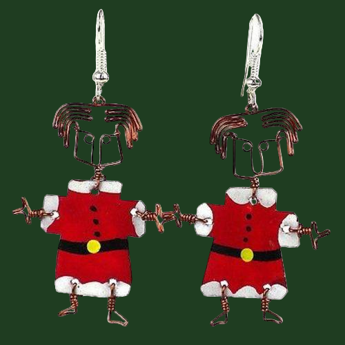 Pair of earrings with cartoon-like character design on a white background