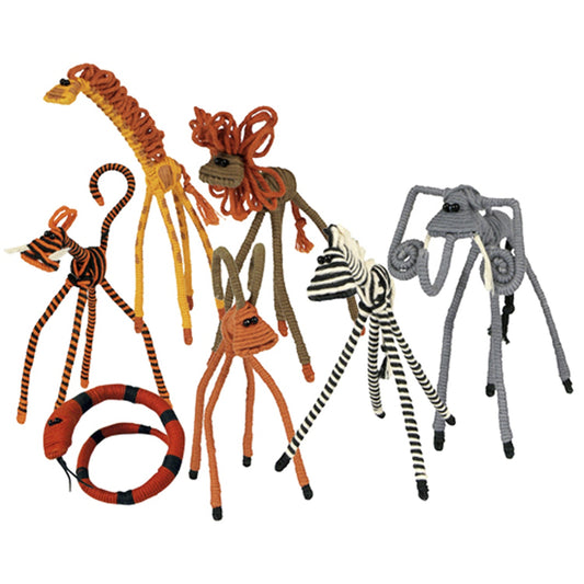 Handmade Safari Animals- Recycled Cotton & Wire Sculptures- Large-7"H