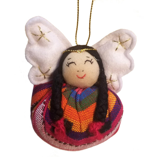Handwoven Angel of Hope Ornament-Blue/Pink/Red-Fair Trade-Guatemala