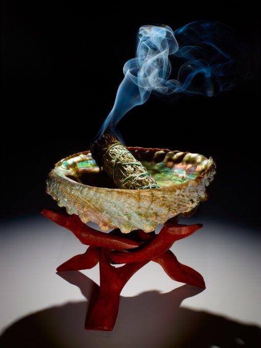 White Sage Ritual Smudge Kit with Wood Cobra Stand