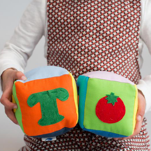Plush Alphabet Vegetables Block Set- 3" x 3"- English