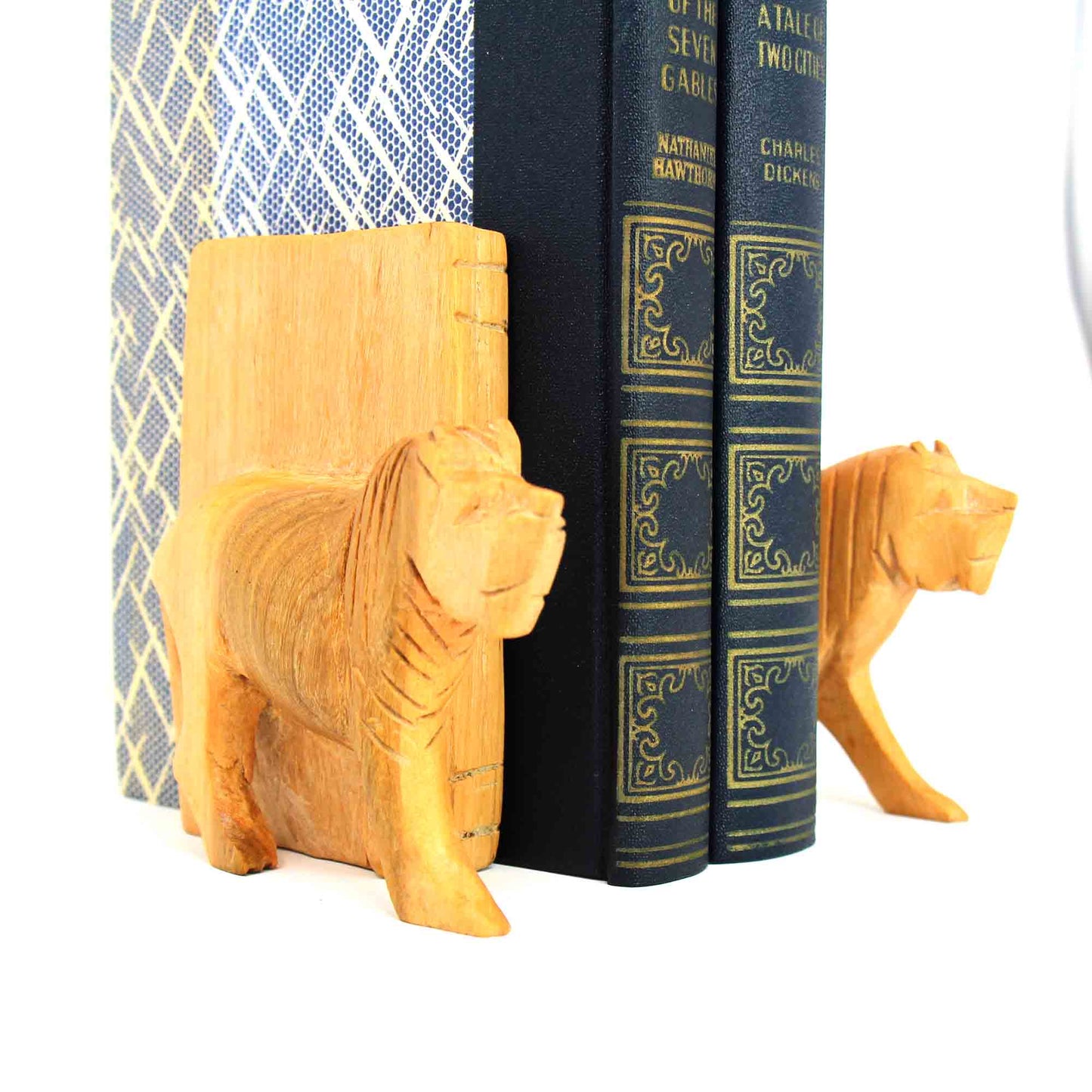 Hand-Carved Wood Lion Book Ends, Set of 2 - Fair Trade- Kenya