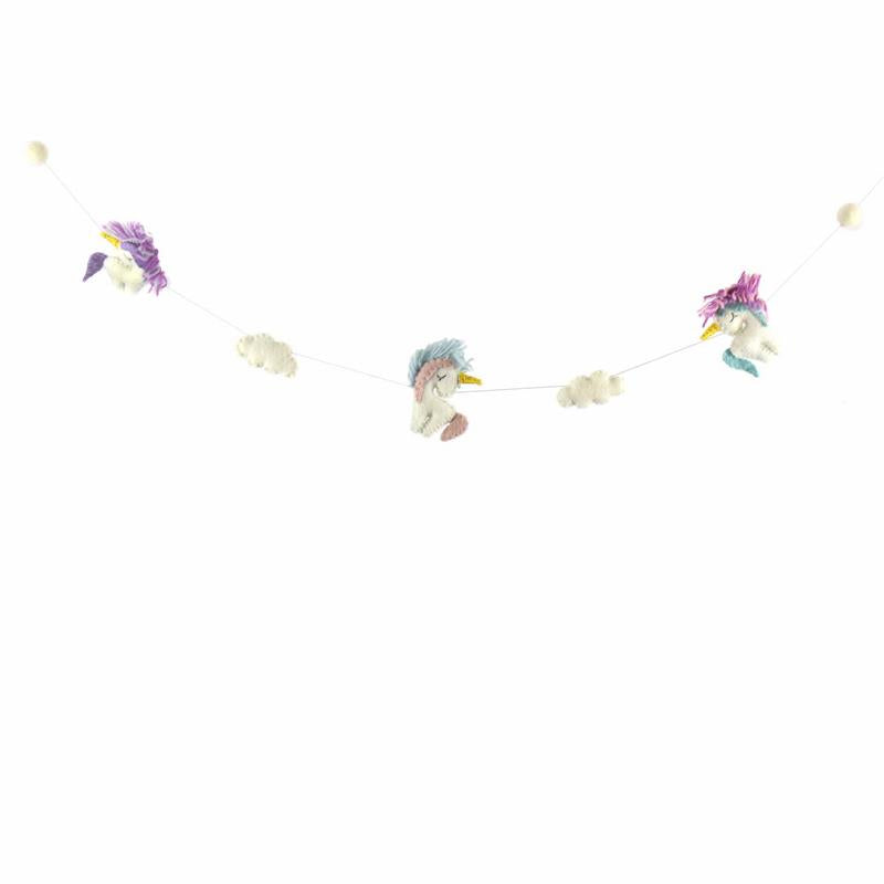 Hand-Felted Unicorn Garland - Kids Room- Wall Hanging-Global Groove-Fair Trade