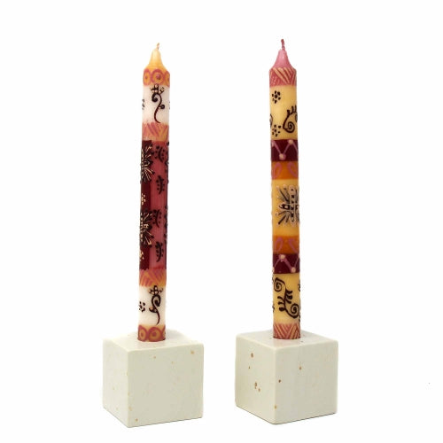 Tall Hand Painted Candles - Pair of Dinner Taper Candles- Halisi Design - Nobunto- South Africa