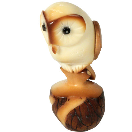 <center>Tawny Owl Tagua Figurine </br>Crafted by Artisans in Ecuador </br>Measures 3-1/4” high x 1-3/4” wide x 1-1/2” deep</center>