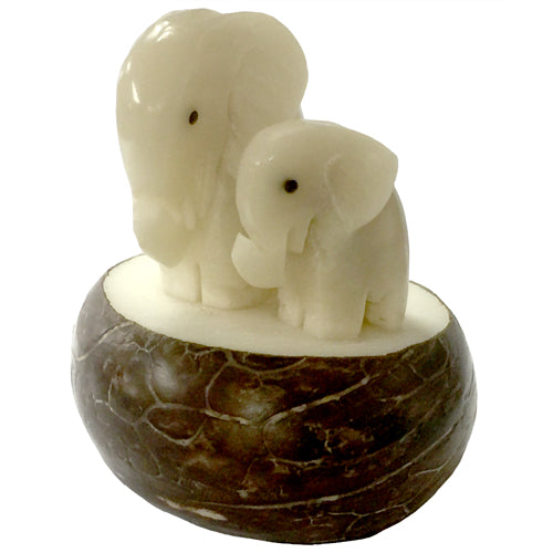 <center>Mama and Baby Elephant Tagua Figurine </br>Crafted by Artisans in Ecuador </br>Measures 2-1/4” high x 1-3/4” wide x 1-3/4” long</center>