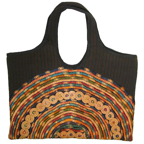<center>Large Black Joyabaj Handbag w/ Magnetic Clasp<br>Measures: 18" wide x 13" high</center>