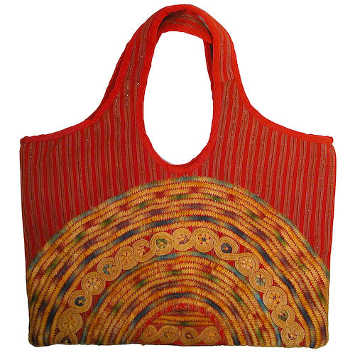<center>Large Red Joyabaj Handbag w/ Magnetic Clasp<br>Measures: 18" wide x 13" high</center>