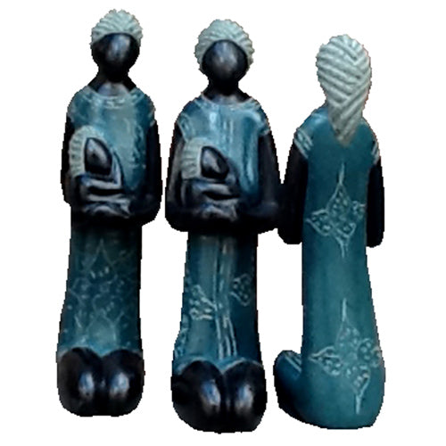 Hand-Carved Soapstone Mother & Child Sculpture-Teal