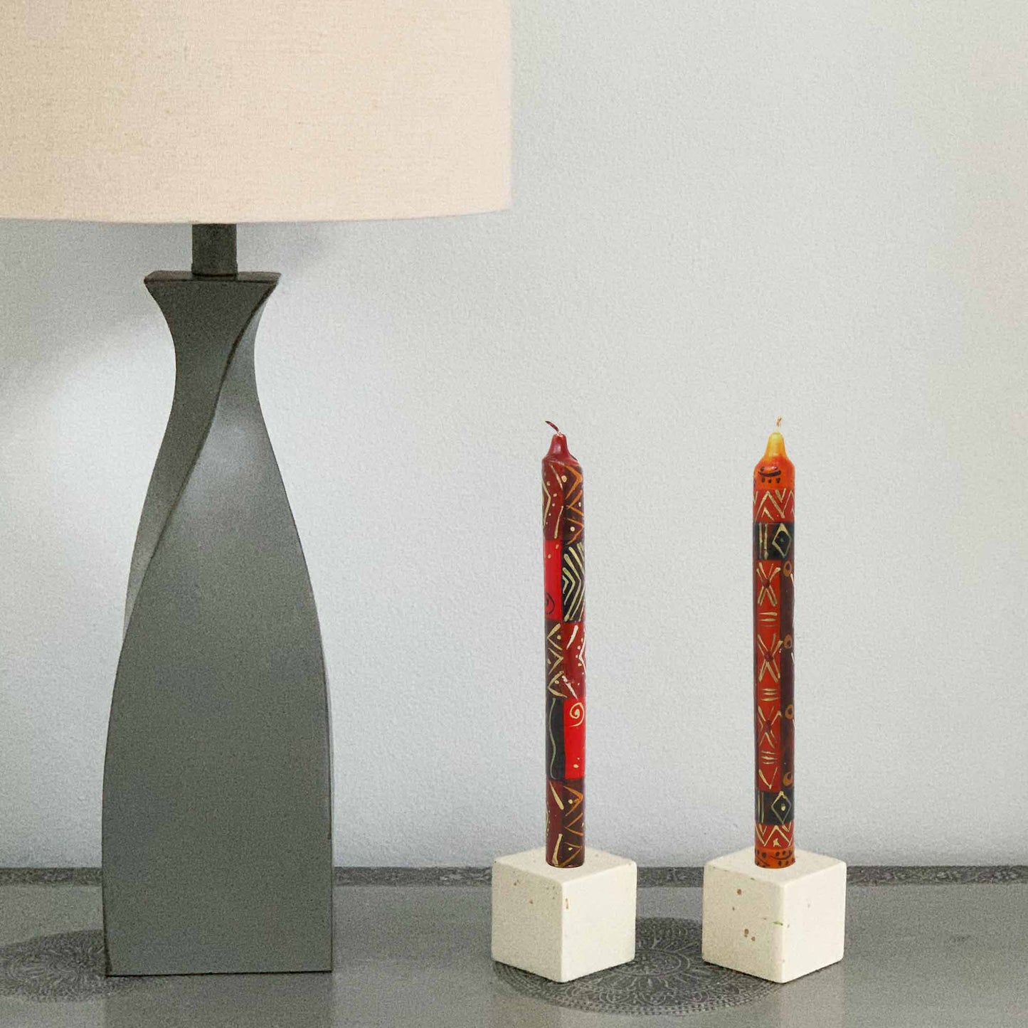 Set of Three Hand-Painted Candles - Bongazi Design -Set of 3 Boxed Candles- Nobunto