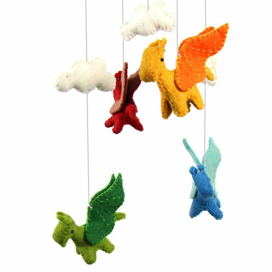 Handmade Colorful Felt Dragon Mobile - Global Groove - Nepal