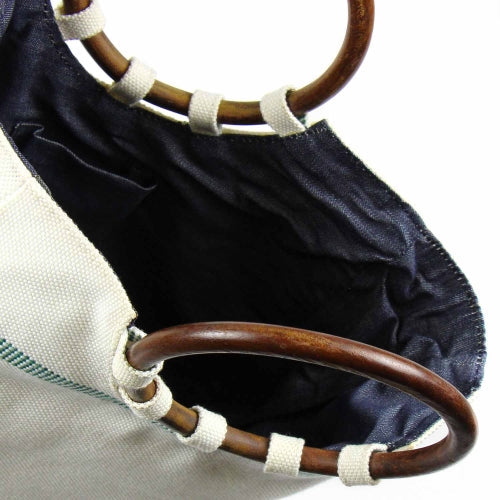 Bolsa con mango de madera reciclada para manguera de bomberos, color blanco
