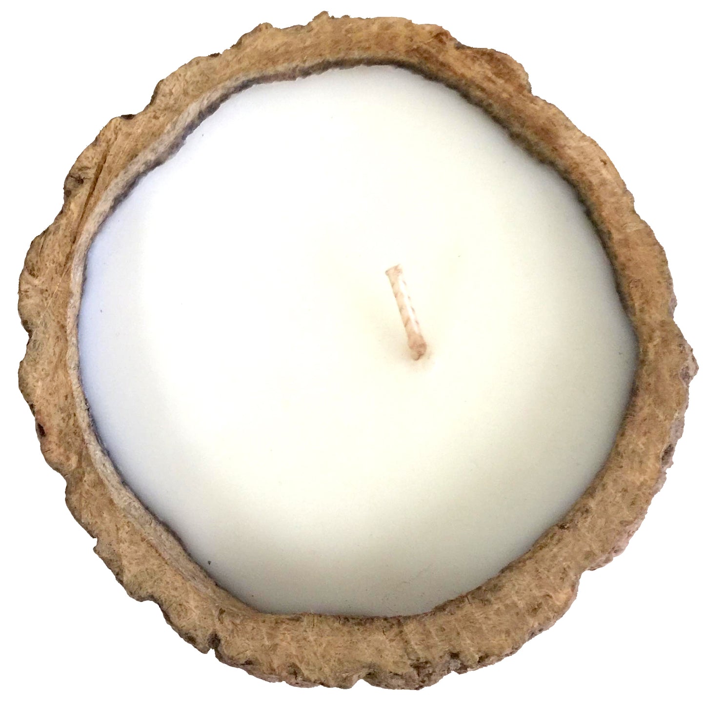 <center>Brazil Nut Pod Candle with Coconut Scent Crafted in Peru </br>Measures: ~ 2-1/4" to 2-3/4” high and 4” to 4-1/2” in diameter </br>