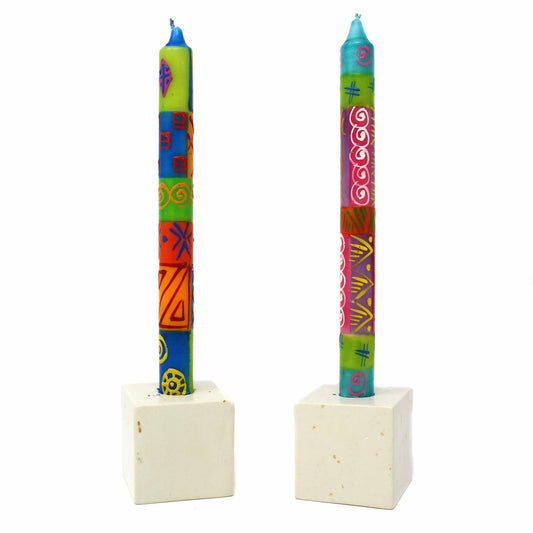 Hand-Painted Dinner Candles- Pair (Shahida Design)