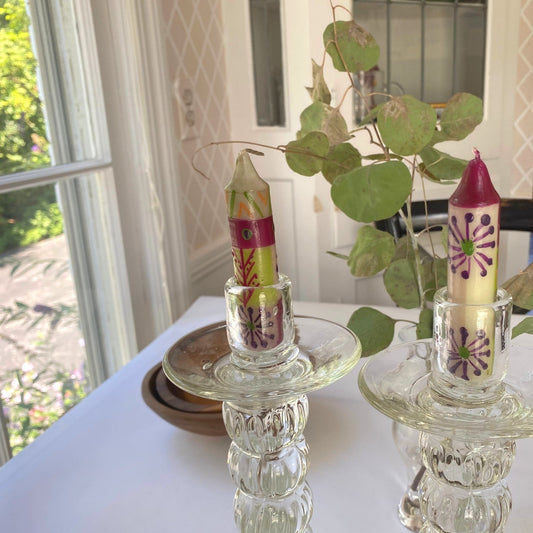 Velas de cena o Shabat de 4" pintadas a mano, juego de 4 (diseño Kileo)