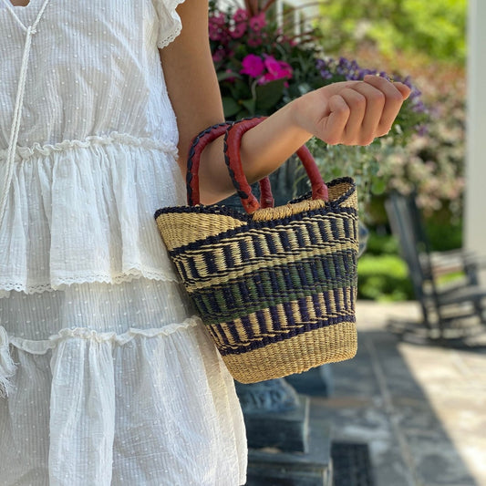 Tote Bolga mediano - Neutrales con asa de cuero - 14"