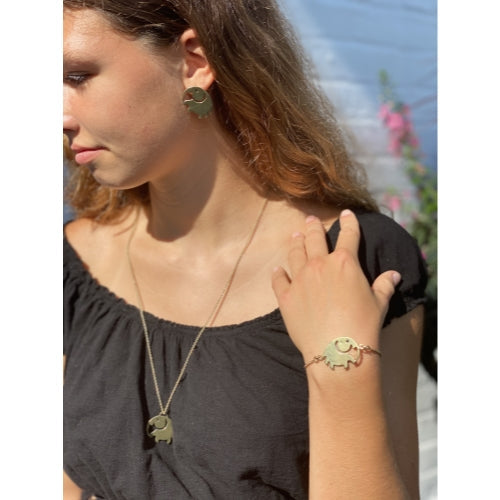 Aretes de latón con elefante