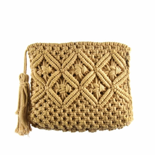 Clutch Macrame con Borla- Bronceado