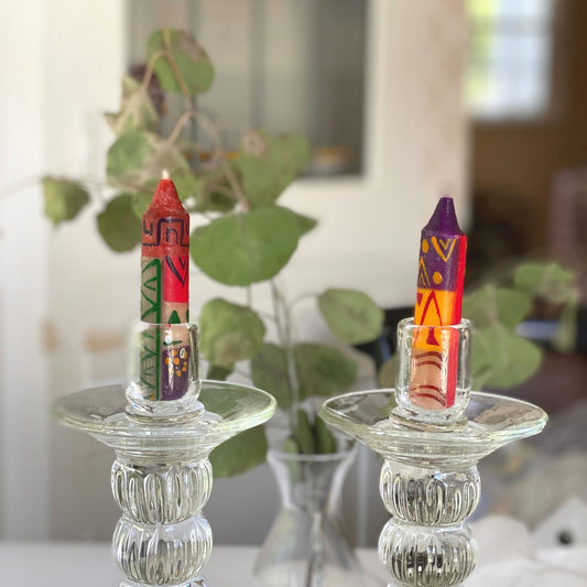 Velas de cena o Shabat de 4" pintadas a mano, juego de 4 (diseño Indabuko)