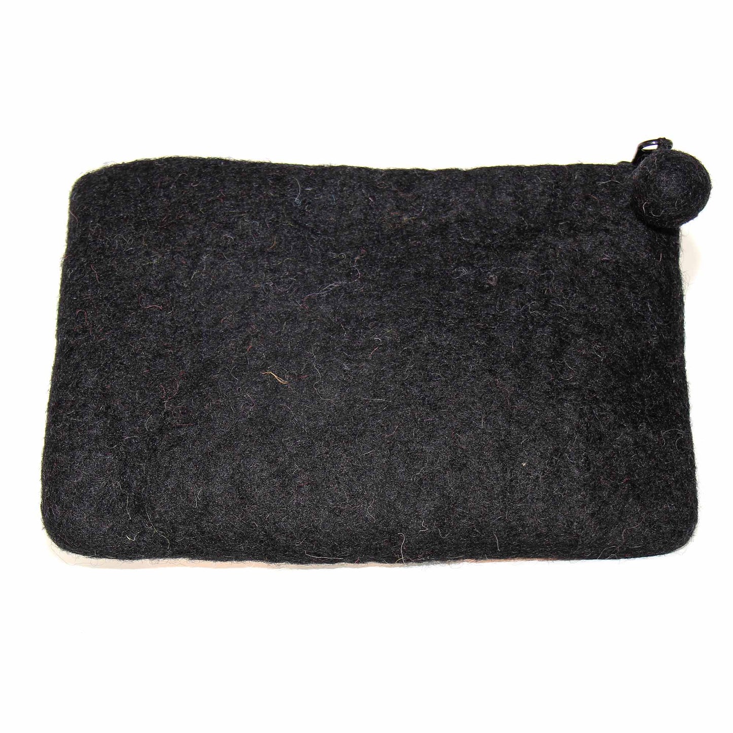 Hand Crafted Felt Pouch- White Cat & Mouse-Fair Trade-Nepal