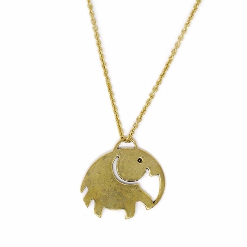 Collar de latón con colgante de elefante