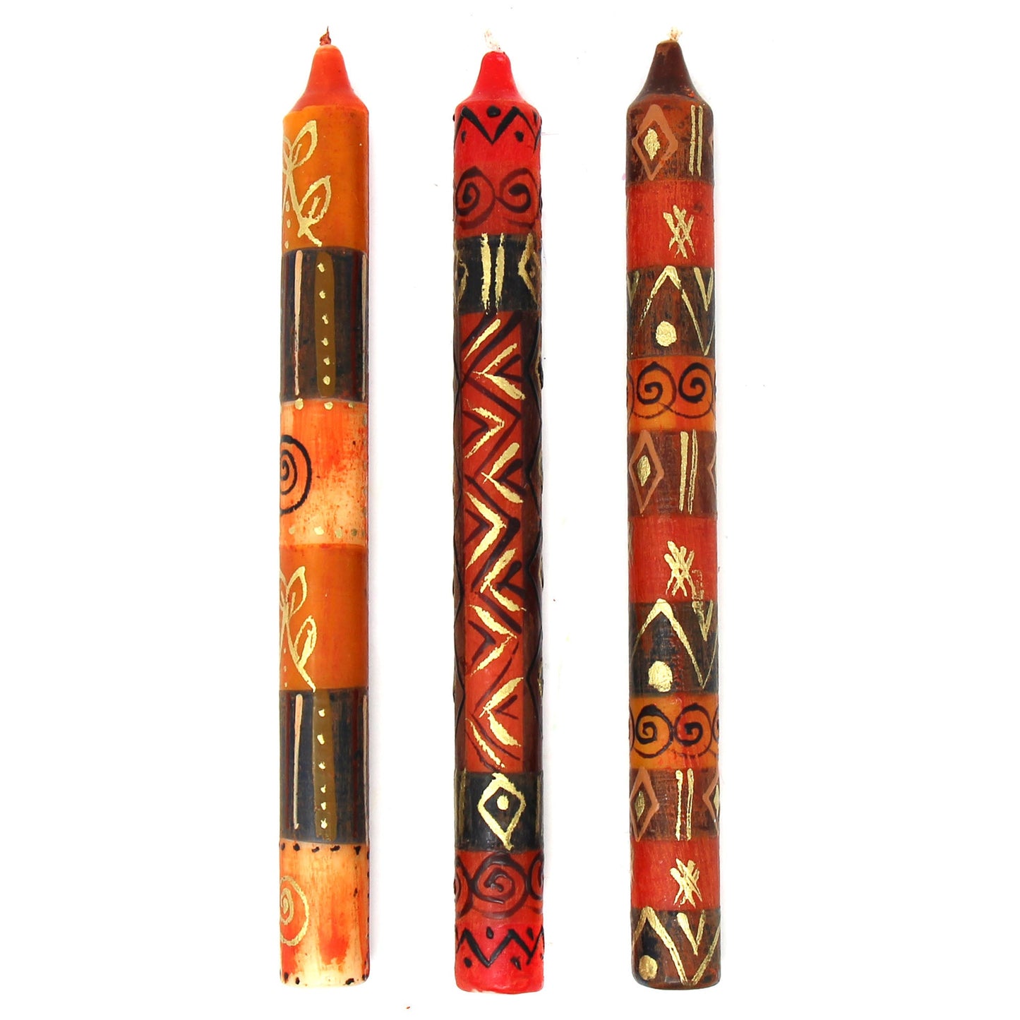 Set of Three Hand-Painted Candles - Bongazi Design -Set of 3 Boxed Candles- Nobunto