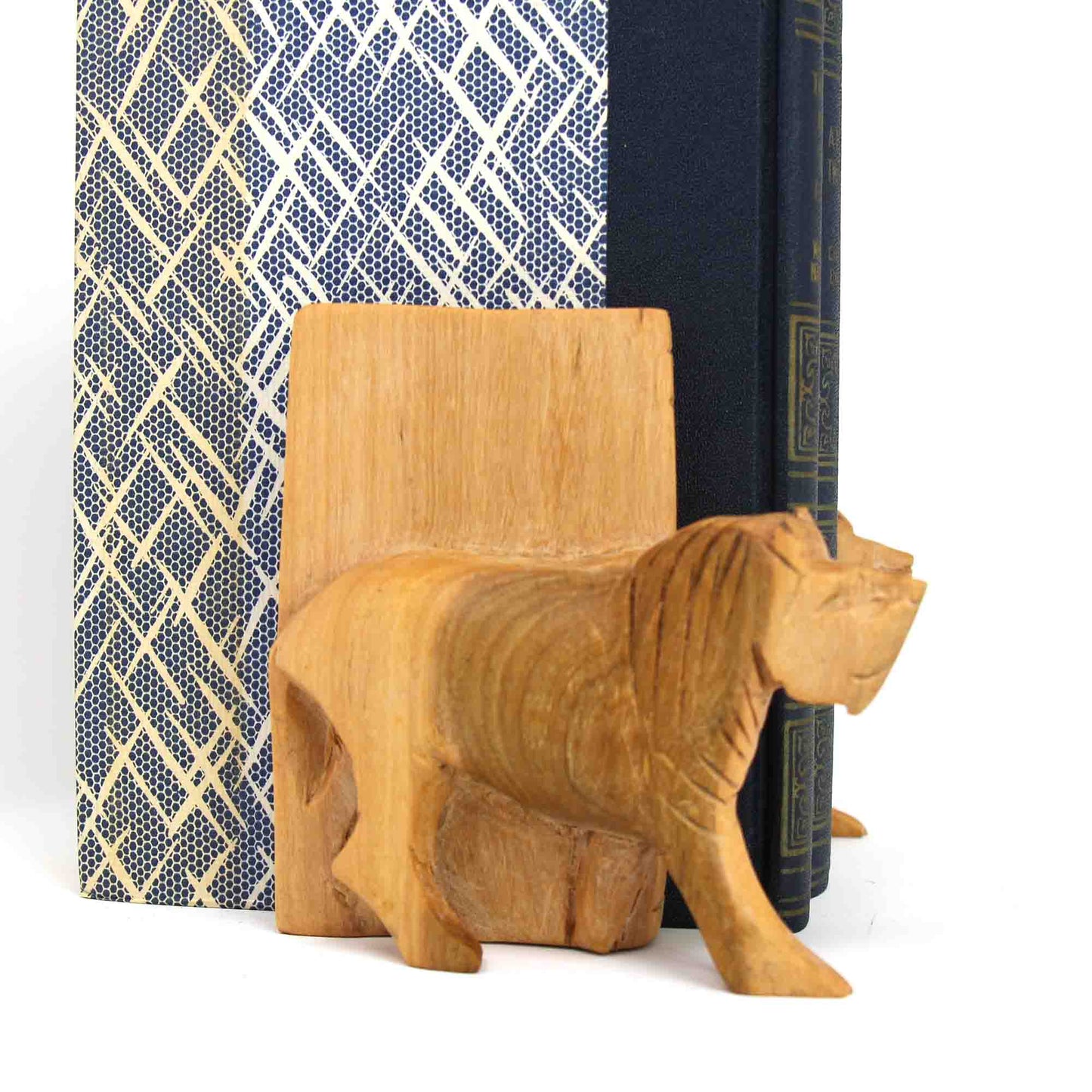 Hand-Carved Wood Lion Book Ends, Set of 2 - Fair Trade- Kenya