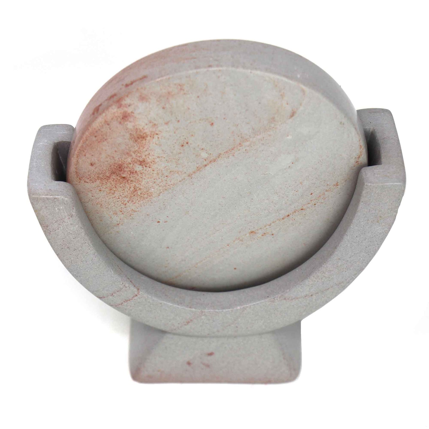 Compass Soapstone Sculpture- Light Gray Stone - Fair Trade-Kenya
