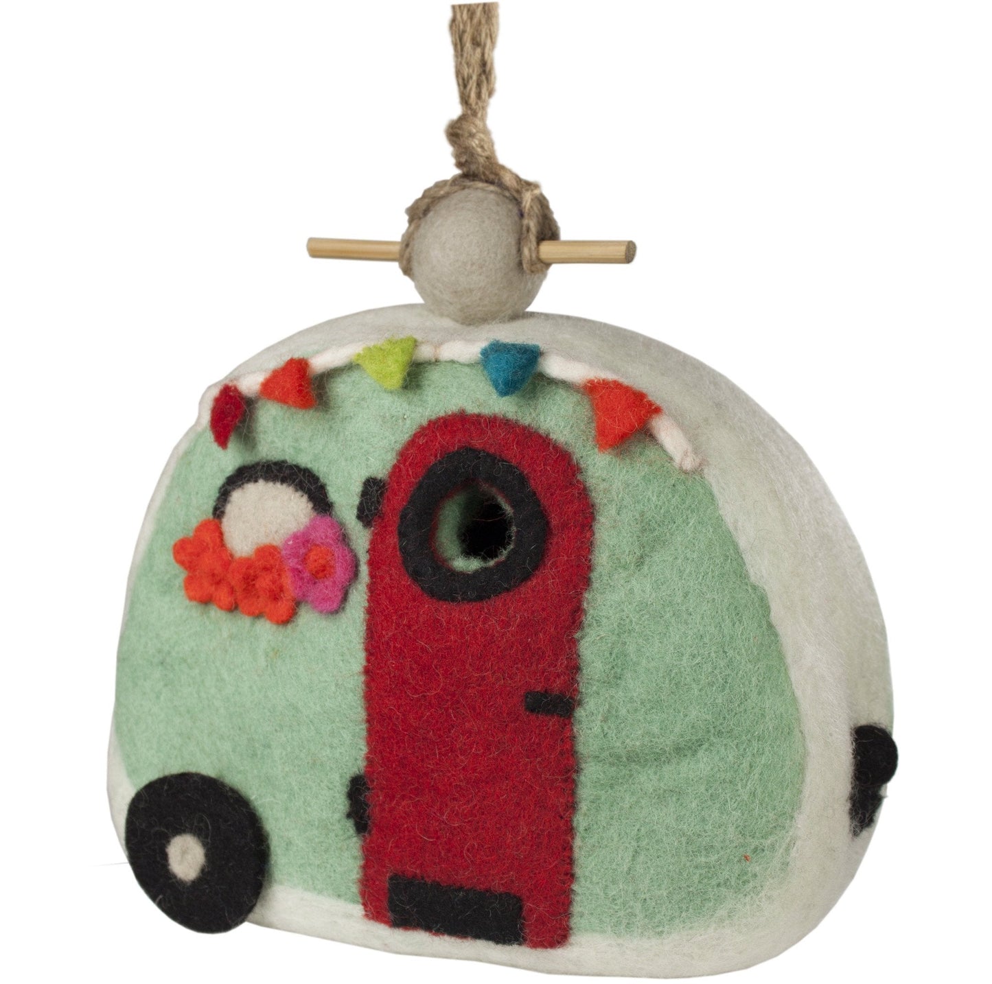 Felt Retro Camper Birdhouse -Green - Wild Woolies