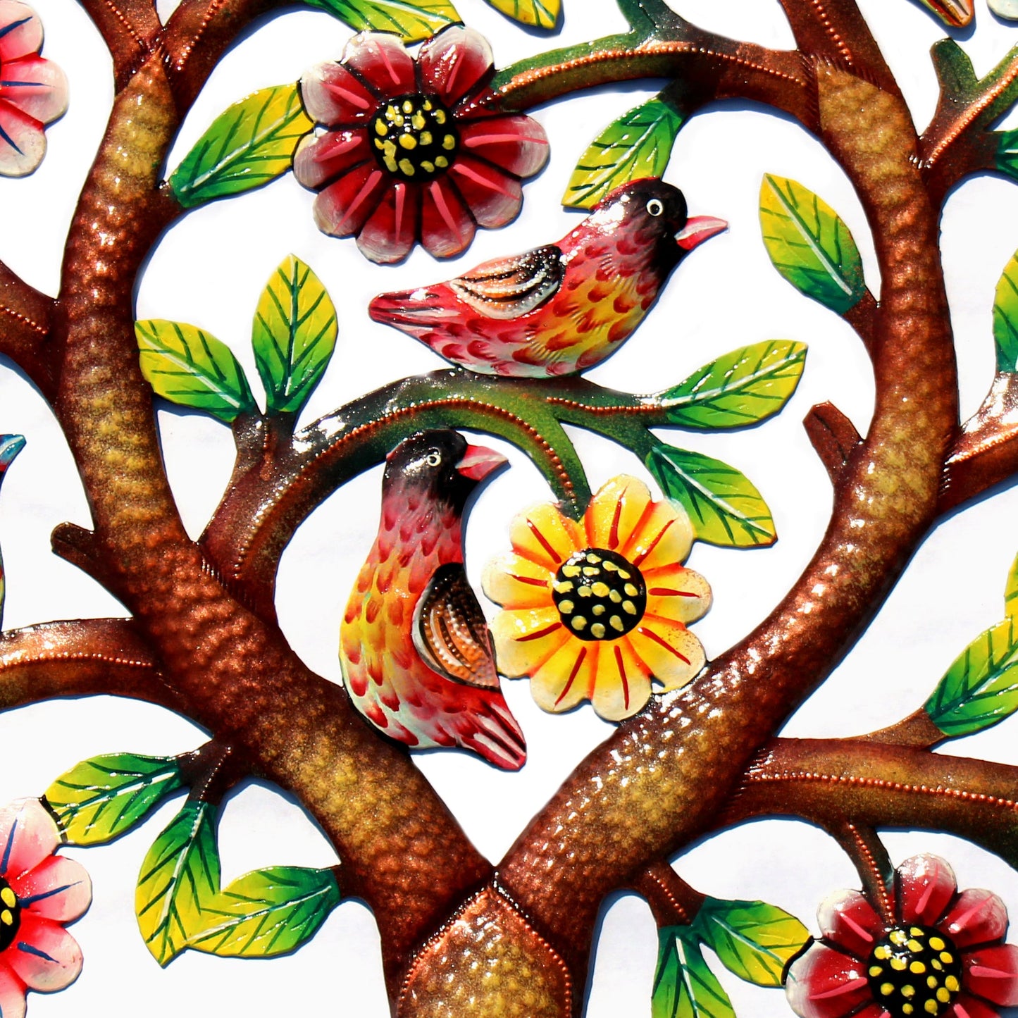 Rooted Tree of Life in Circle - Haitian Metal Drum Wall Art