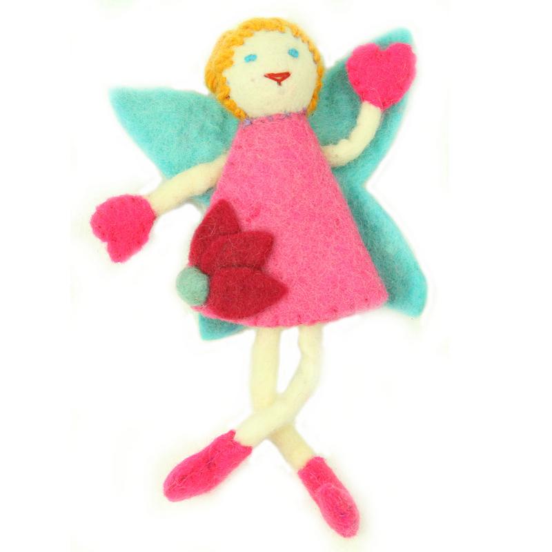 Handmade Tooth Fairy Pillow - Blonde with Pink Dress - Hand-Felted-Fair Trade