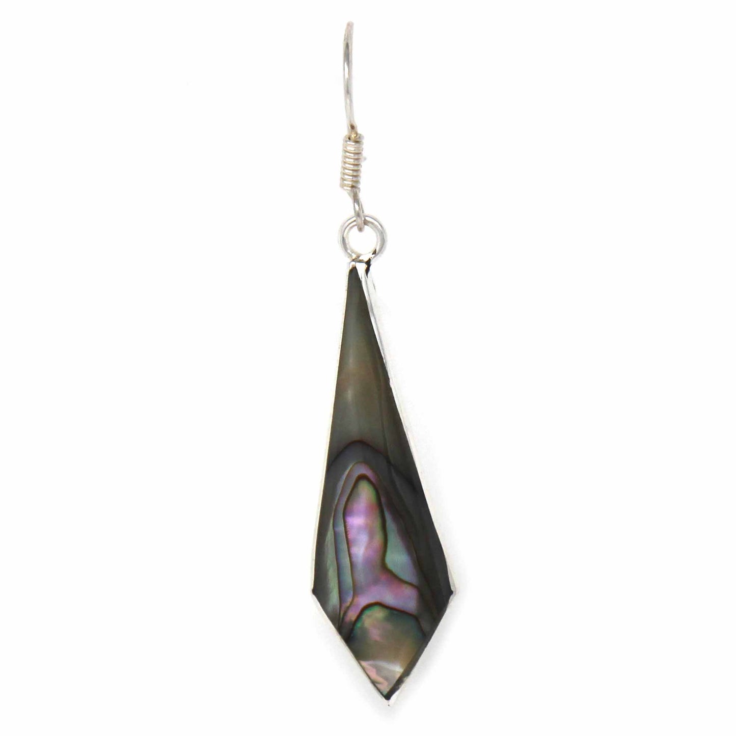 Handmade Silver & Abalone Diamond-Shaped Dangle Earrings