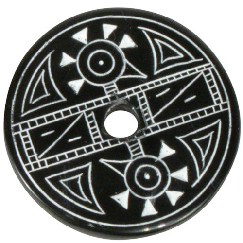 <center>Coal Pendant with Duck Design #2 </br>Crafted by Artisans in Colombia </br>Measures 1-3/4” diameter and 1/8” thick</center>