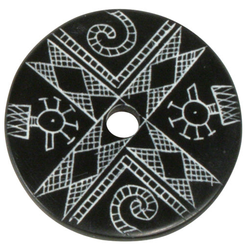 <center>Coal Pendant with Duck Design #3 </br>Crafted by Artisans in Colombia </br>Measures 1-3/4” diameter and 1/8” thick</center>