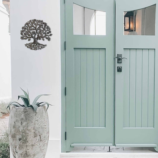 Arte de pared de metal con libélula del árbol de la vida de 14 pulgadas - Croix des Bouquets