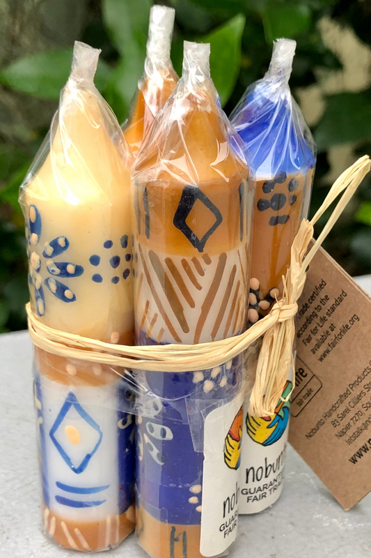 Hand-Painted 4" Dinner or Shabbat Candles, Set of 4 (Durra Design)