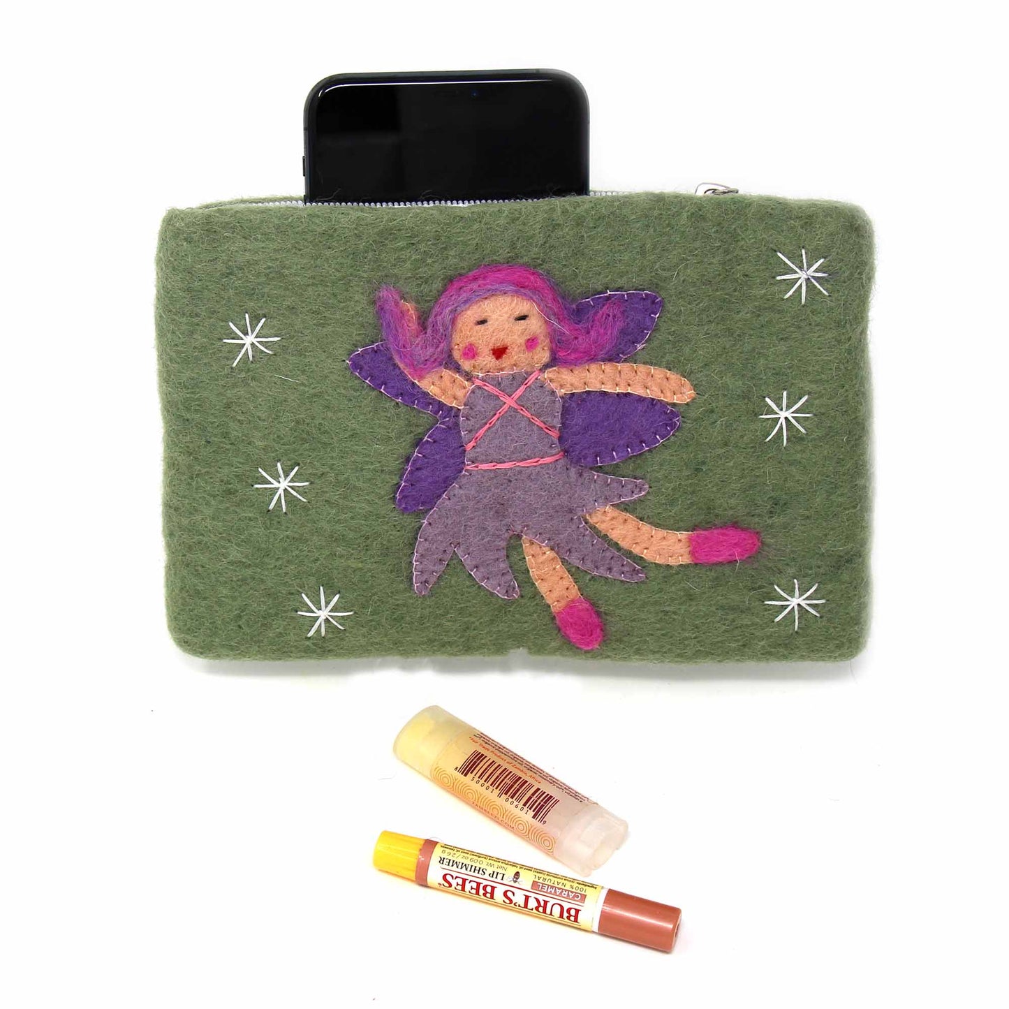 Bolsa de hadas estrellada de fieltro hecha a mano