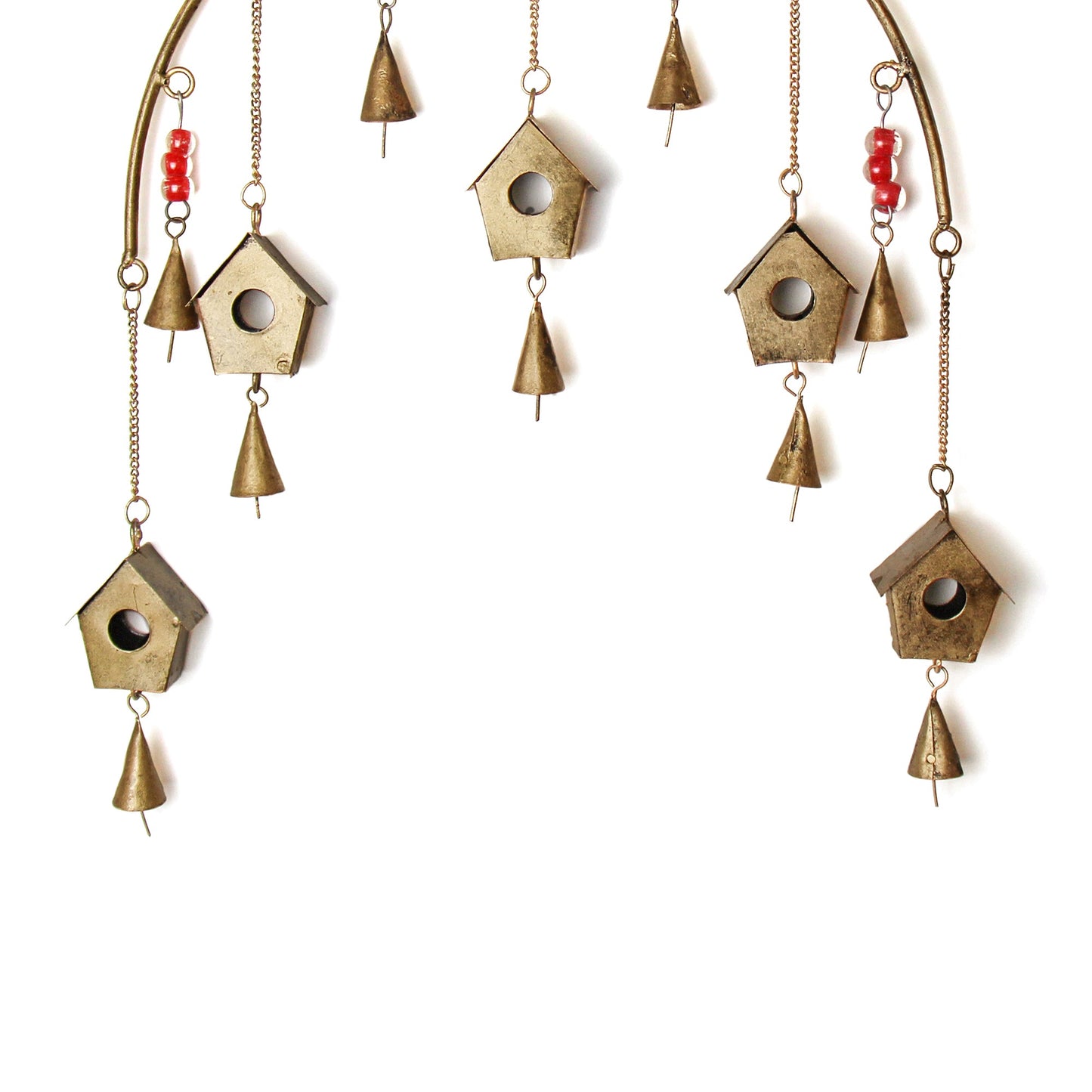 Handcrafted Bird Wind Chimes- Recycled Iron and Glass Beads - Fair Trade-India
